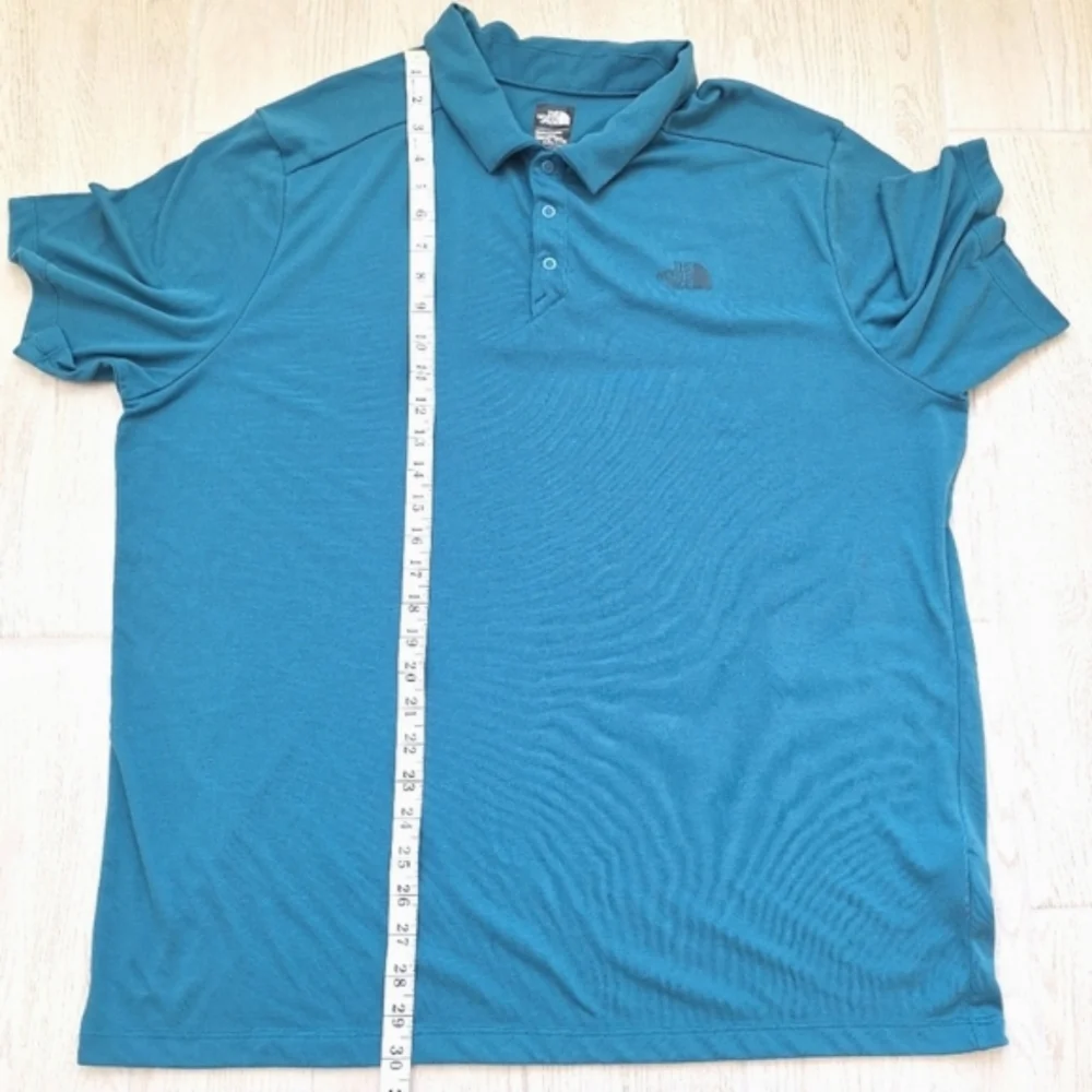 The North Face men's teal ble green short-sleeved polo shirt - size XXL